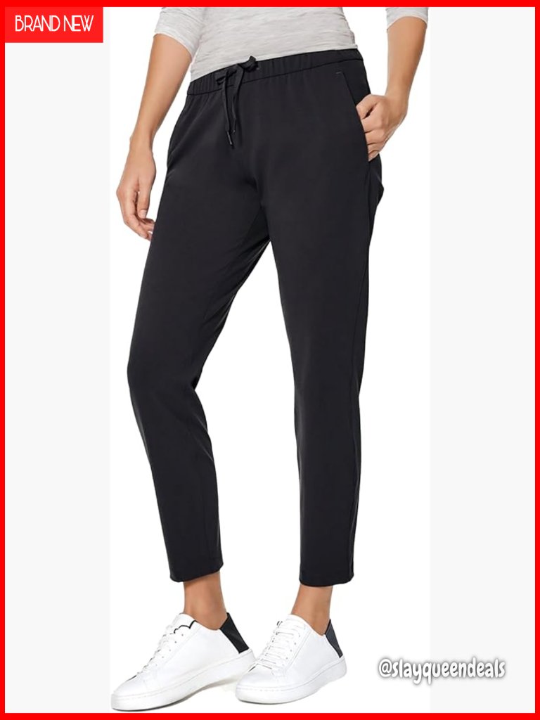 Petite 7/8 Joggers With Pockets, Stretch Travel Lounge Pants